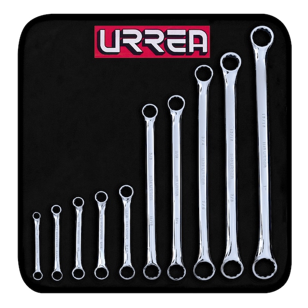 Full polished 12-point 15 Degree box-end wrench set, 10pcs
